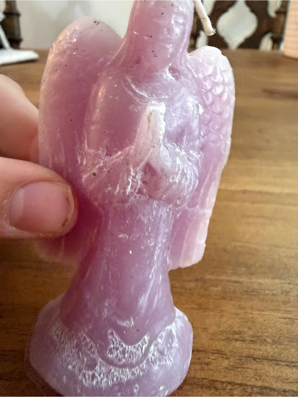 Hand-Carved Pink Angel Candle